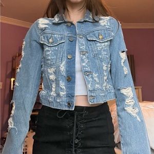 Carmar Crop Distress Denim Jacket (sold at LF)